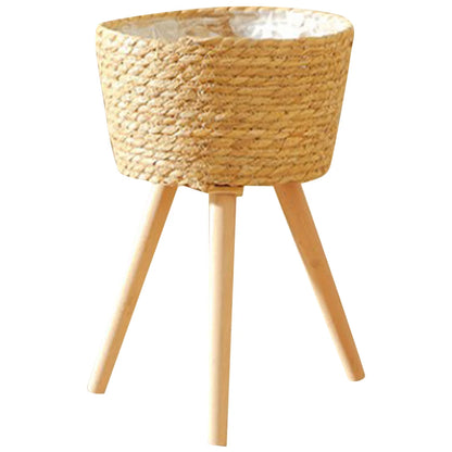 Wood Woven Plant Pot With Standing Legs