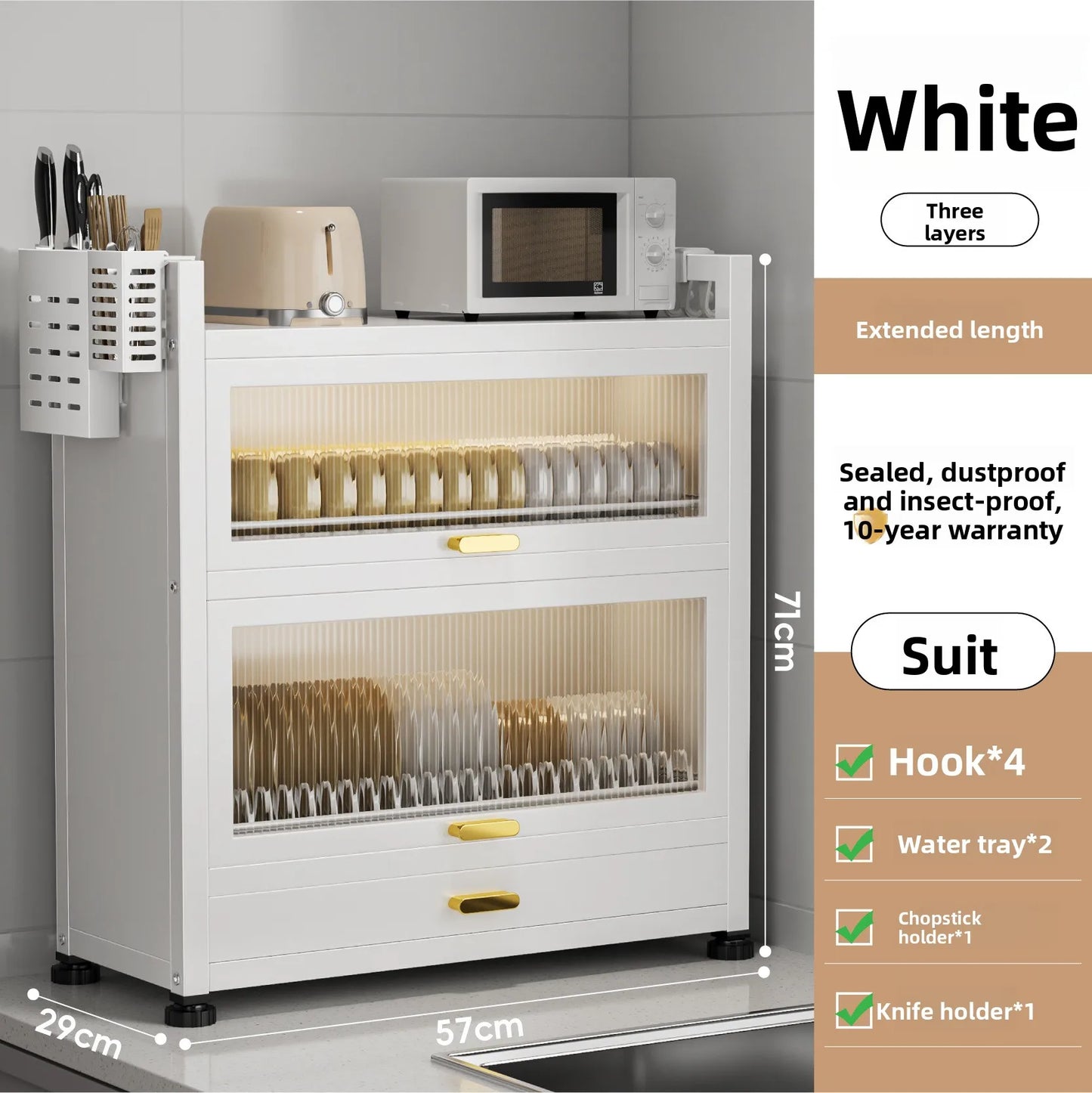 Kitchen cupboard storage box with door