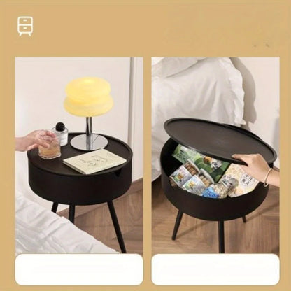 Round Nightstand with Storage