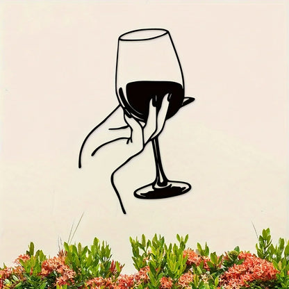 Wine Lover Lady Hand Metal Wall Decor