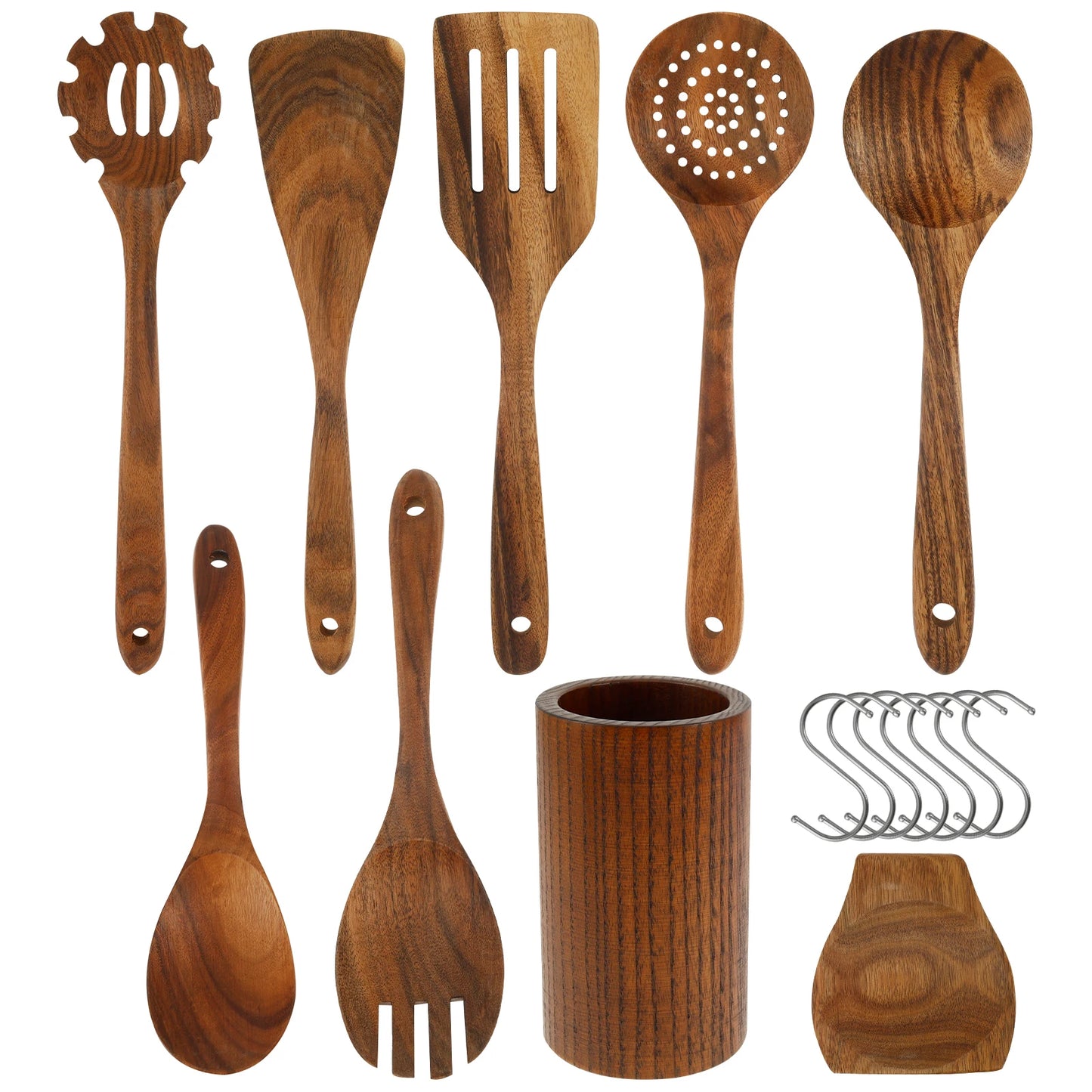Wood Utensil Set Teak Wood Kitchen Cooking Utensil Set