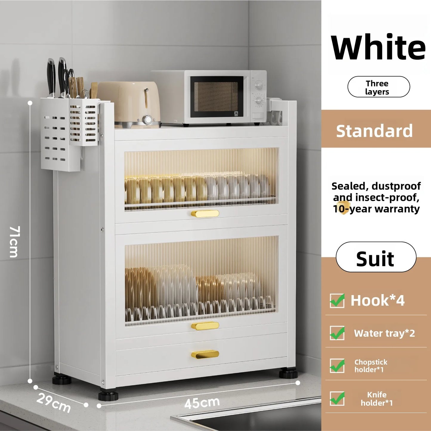 Kitchen cupboard storage box with door