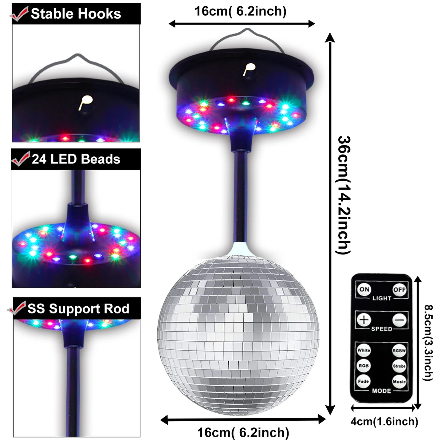 Mirrors Ball Light with Remote,