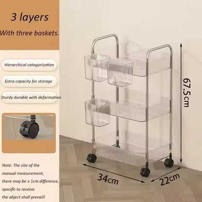 2/3/4 Layers Transparent Storage Rack Trolley