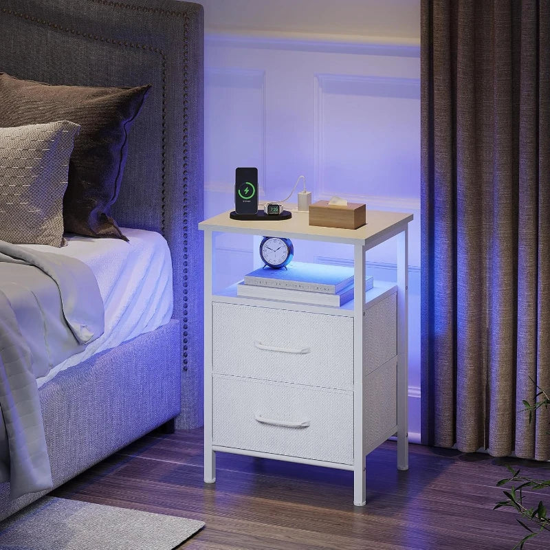 Nightstands with Charging Station and Led Lights