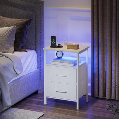Nightstands with Charging Station and Led Lights