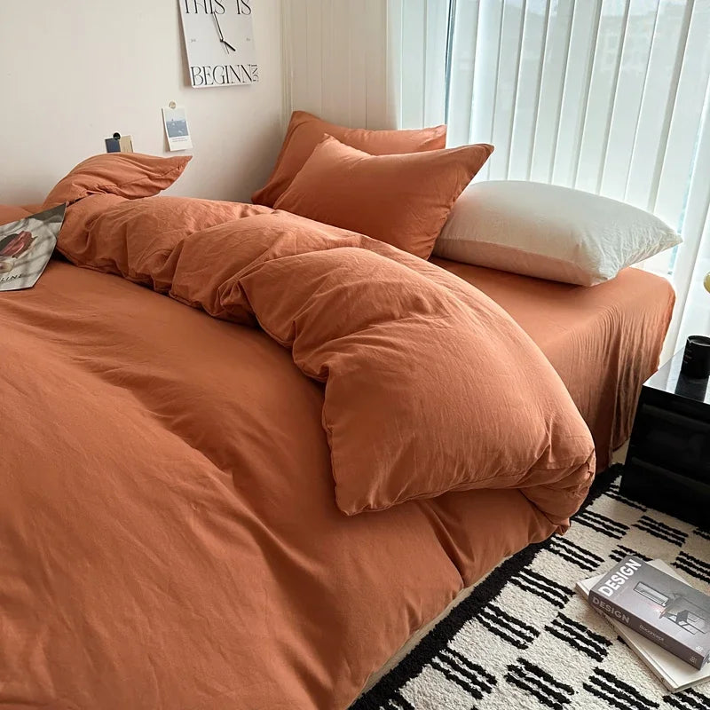 Solid Cotton Bedding Set