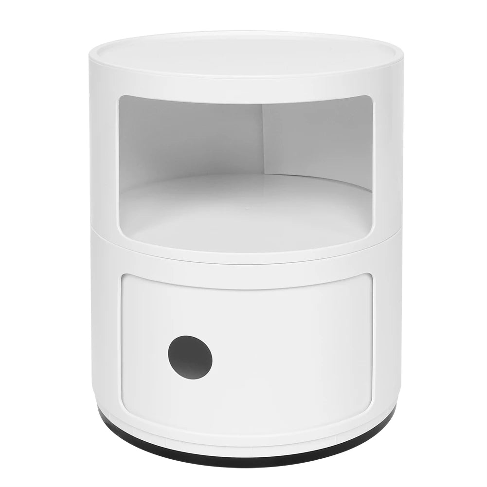Round Nightstand with 2 Drawers