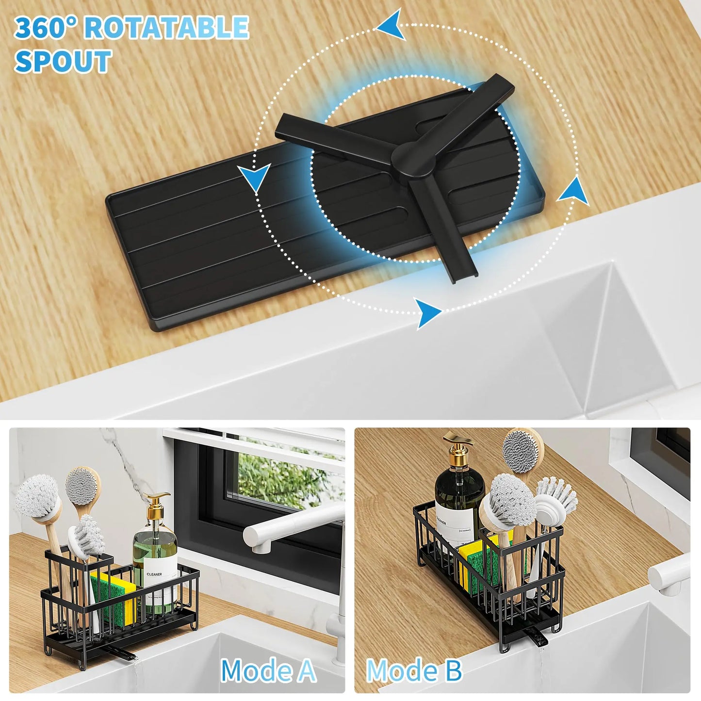 Kitchen Sink Sponge with High Brush Rack