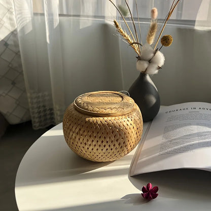 Woven Basket with Lid