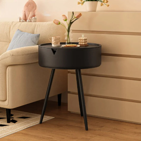 Round Nightstand with Storage