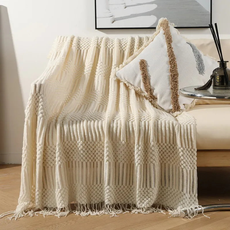 Luxury Solid Color Fringe Blankets