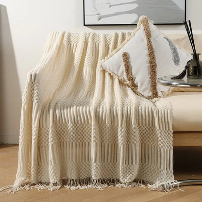 Luxury Solid Color Fringe Blankets