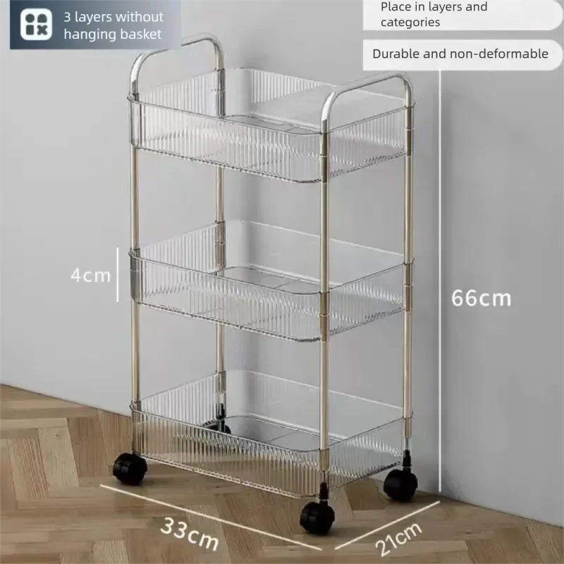 Transparent acrylic storage rack with casters