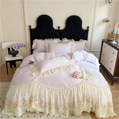 4Pcs Princess Wedding Bedding Set