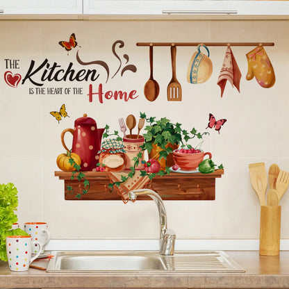 Cartoon Kitchen Utensils Pattern Wall Sticker