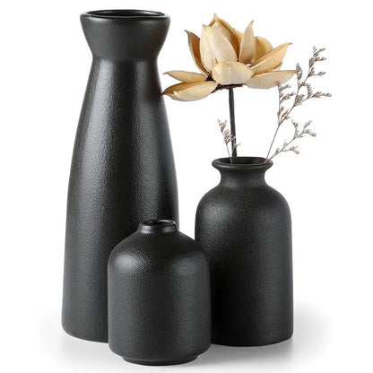 Set of 3 Ceramic Vases for Country Home Decor