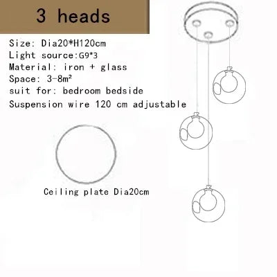Modern Glass Ball Chandelier Indoor Lighting Fixtures for Living Room Hotel Lobby Bedroom Staircase - Home Decorative Light