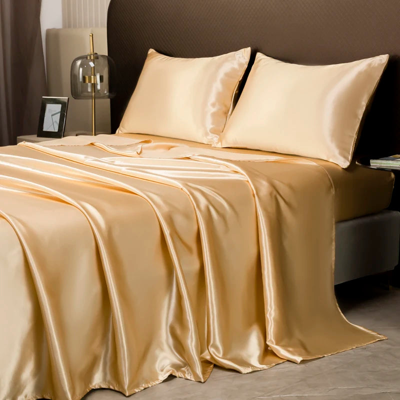 Opulent Solid Color Satin Bedding Set