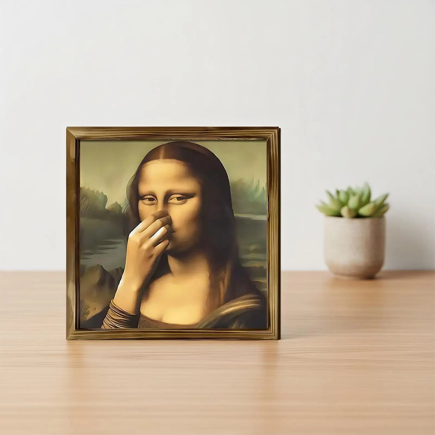 Mona Lisa Holding her Nose -Great Bathroom Wall Art