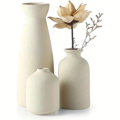 Set of 3 Ceramic Vases for Country Home Decor