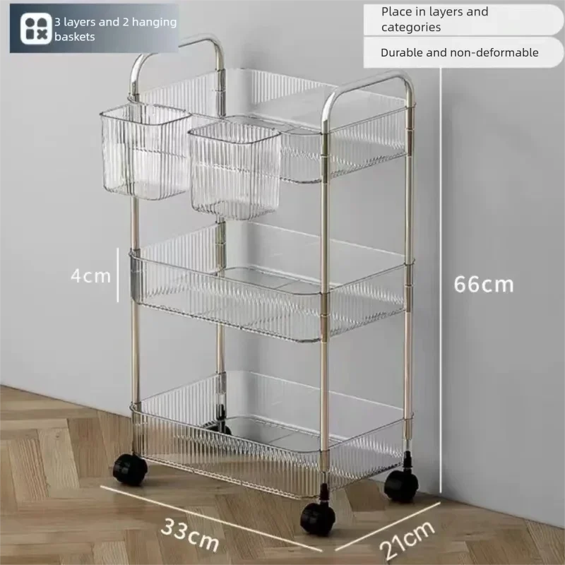 Transparent acrylic storage rack with casters