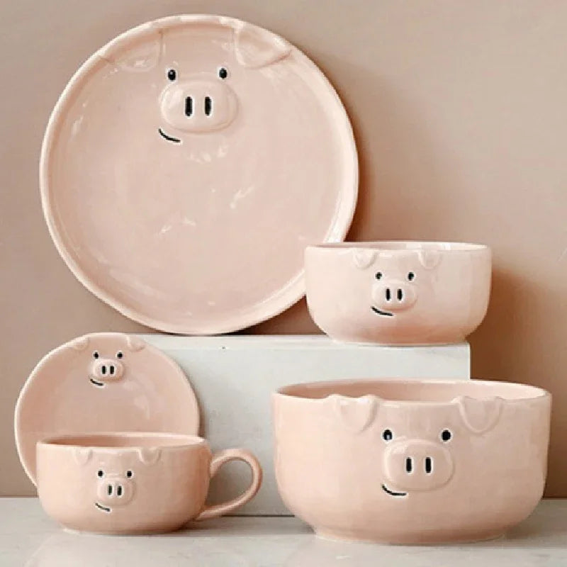Creative Cute Pink Pig Dishes
