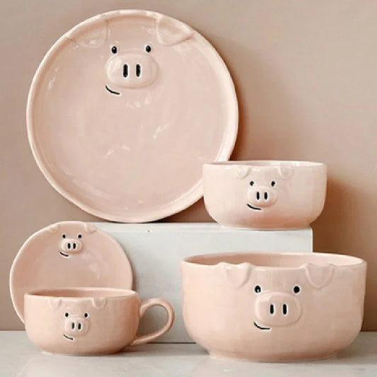 Creative Cute Pink Pig Dishes