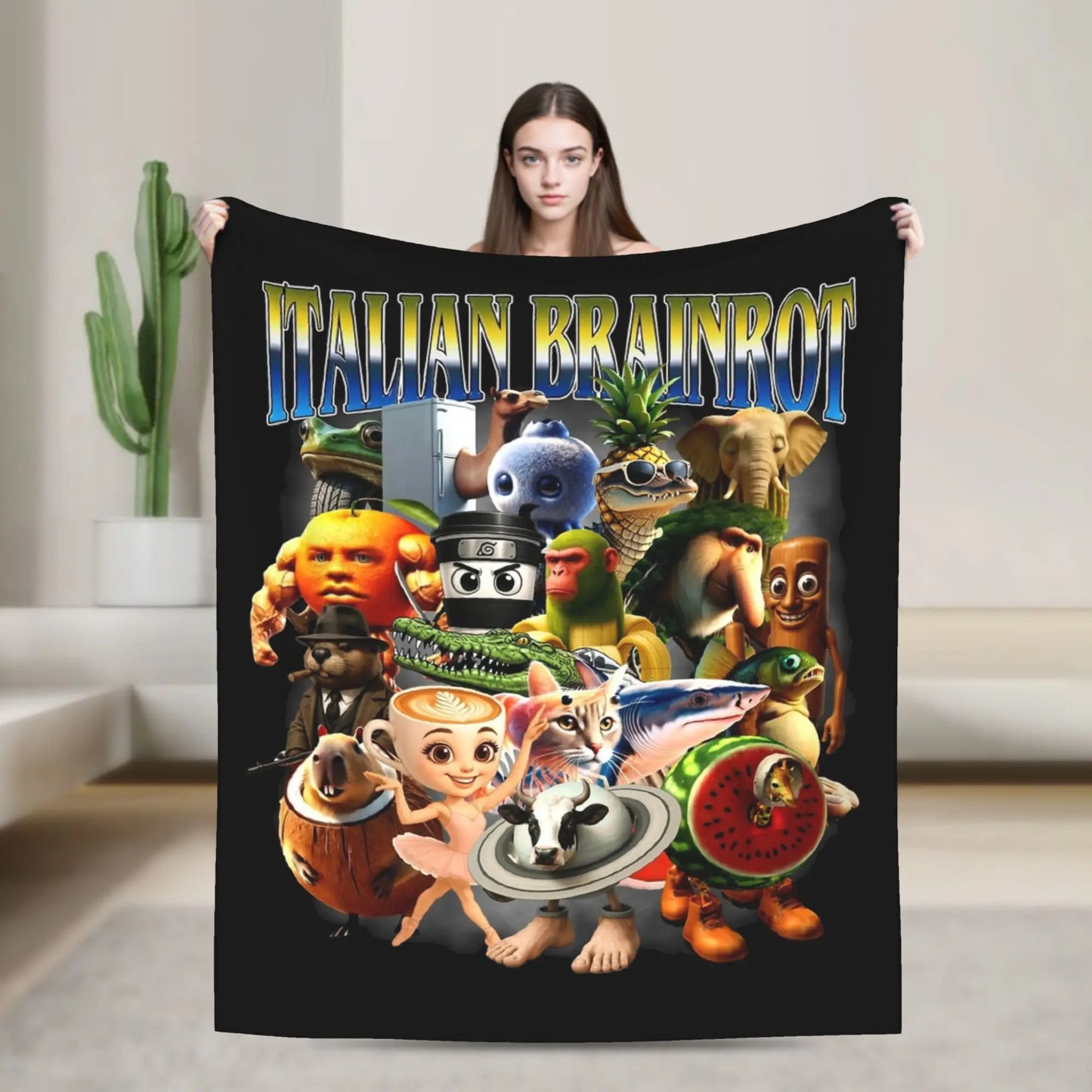 Italian Brainrot Meme Funny Blankets