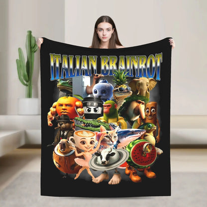 Italian Brainrot Meme Funny Blankets