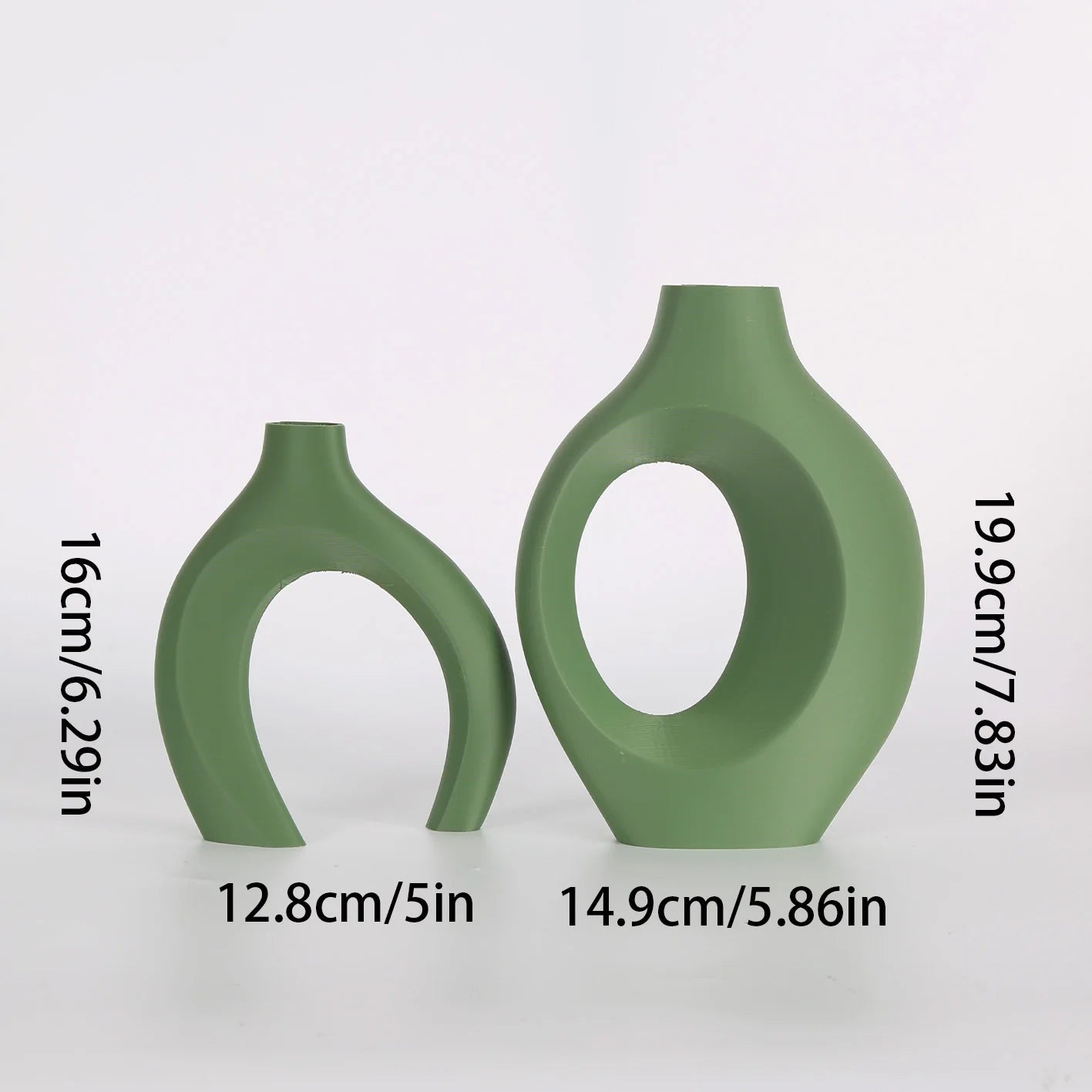 A set of 2 Bohemian-chic round plastic vases