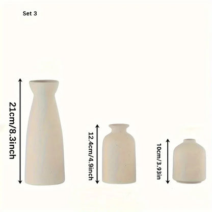 Set of 3 Ceramic Vases for Country Home Decor
