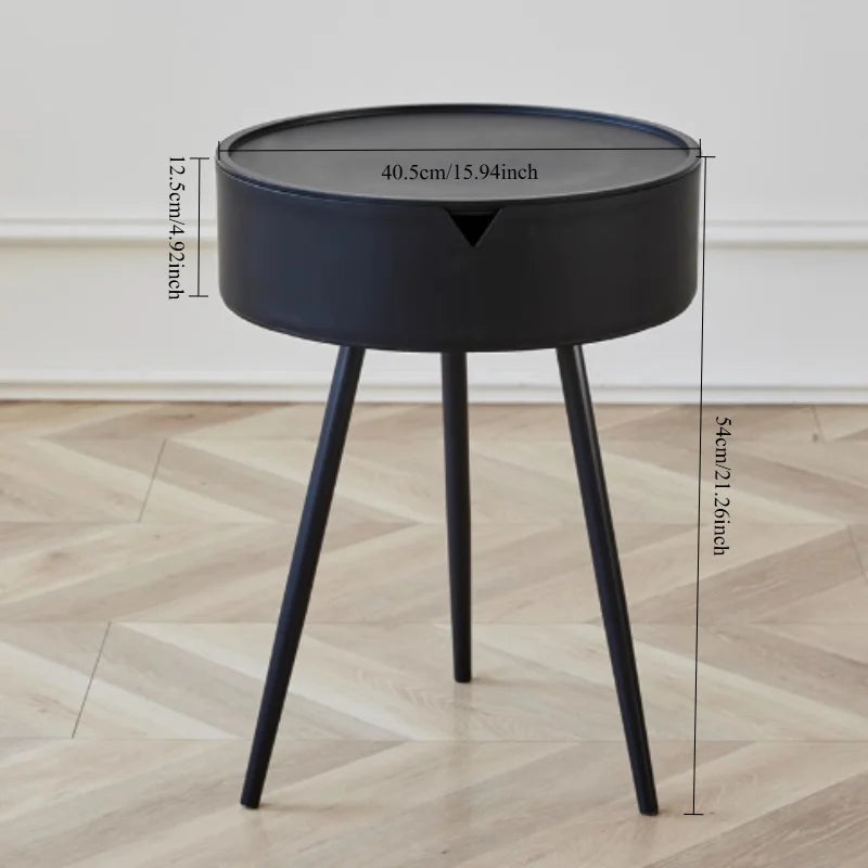 Round Nightstand with Storage