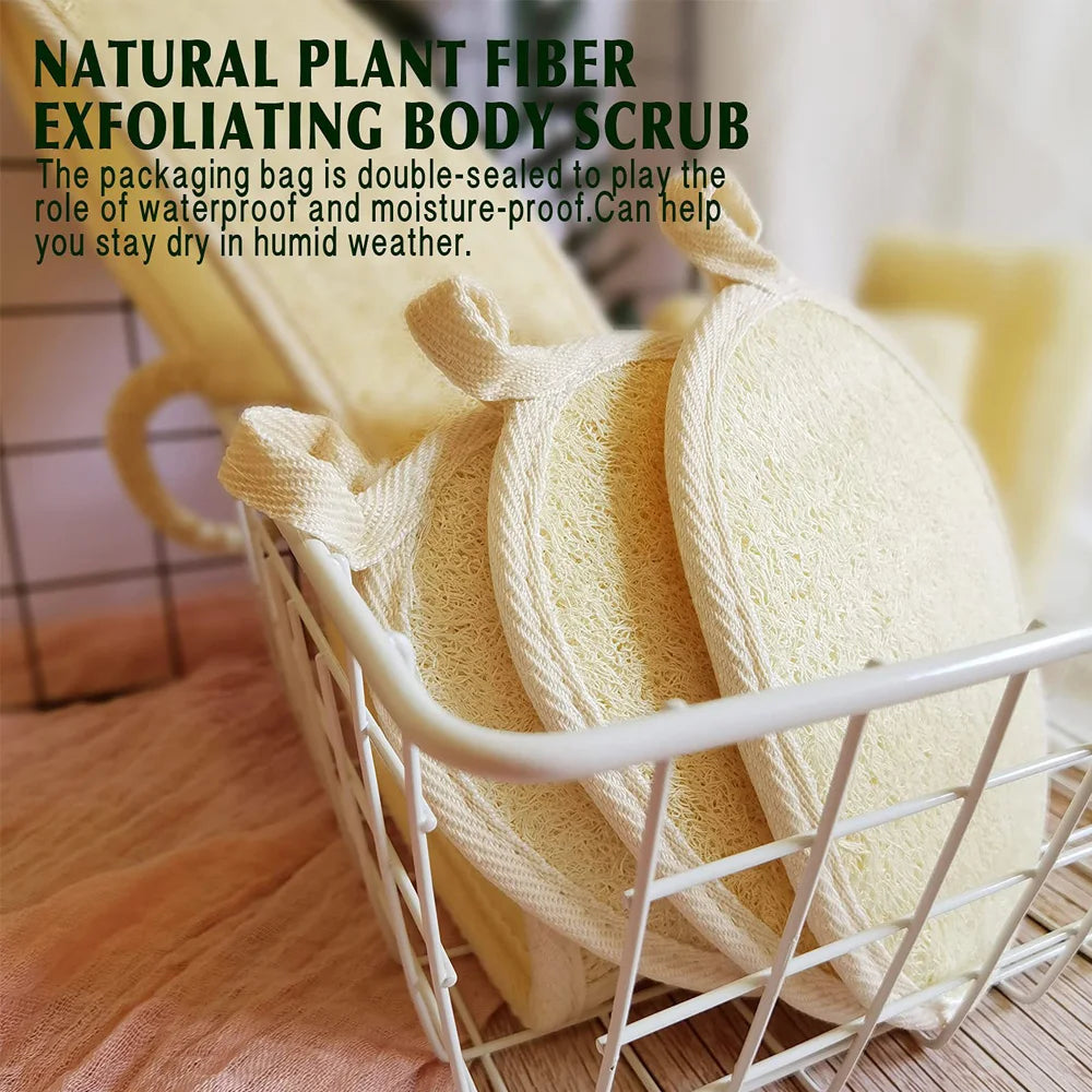 6 pieces, 3 pieces, 1 piece of loofah sponge