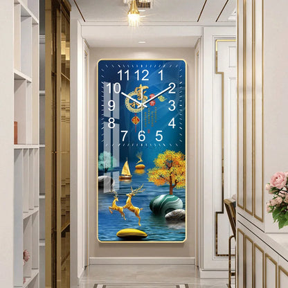 Large Modern Wall Clock with LCD Display