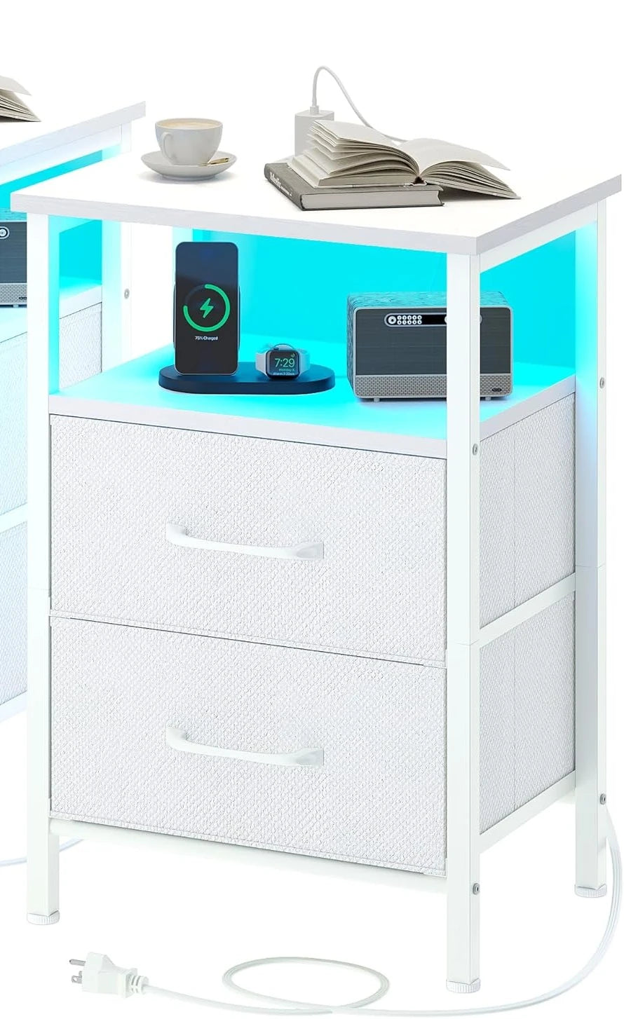 Nightstands with Charging Station and Led Lights