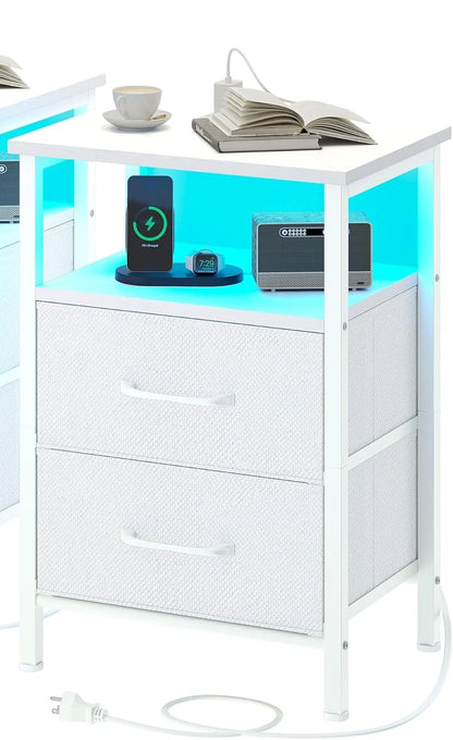 Nightstands with Charging Station and Led Lights