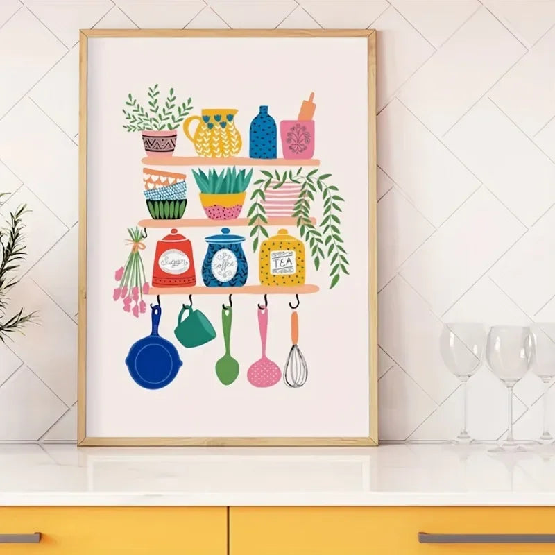 Bright Kitchenware Illustration Wall Arts