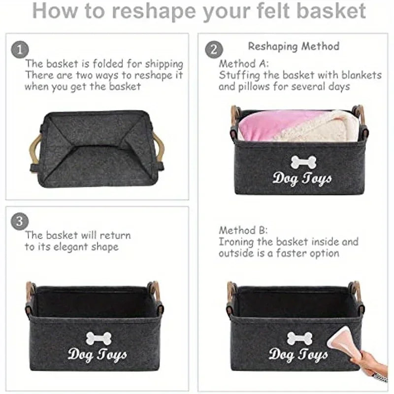 Felt Pet Toy Box for Pawsome Comforts