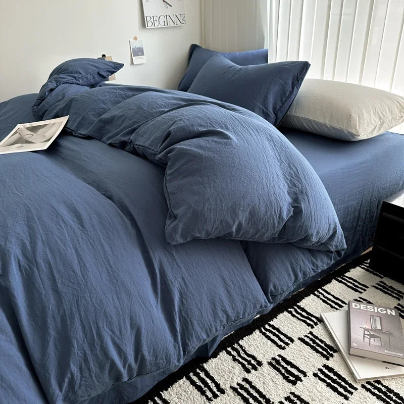Solid Cotton Bedding Set