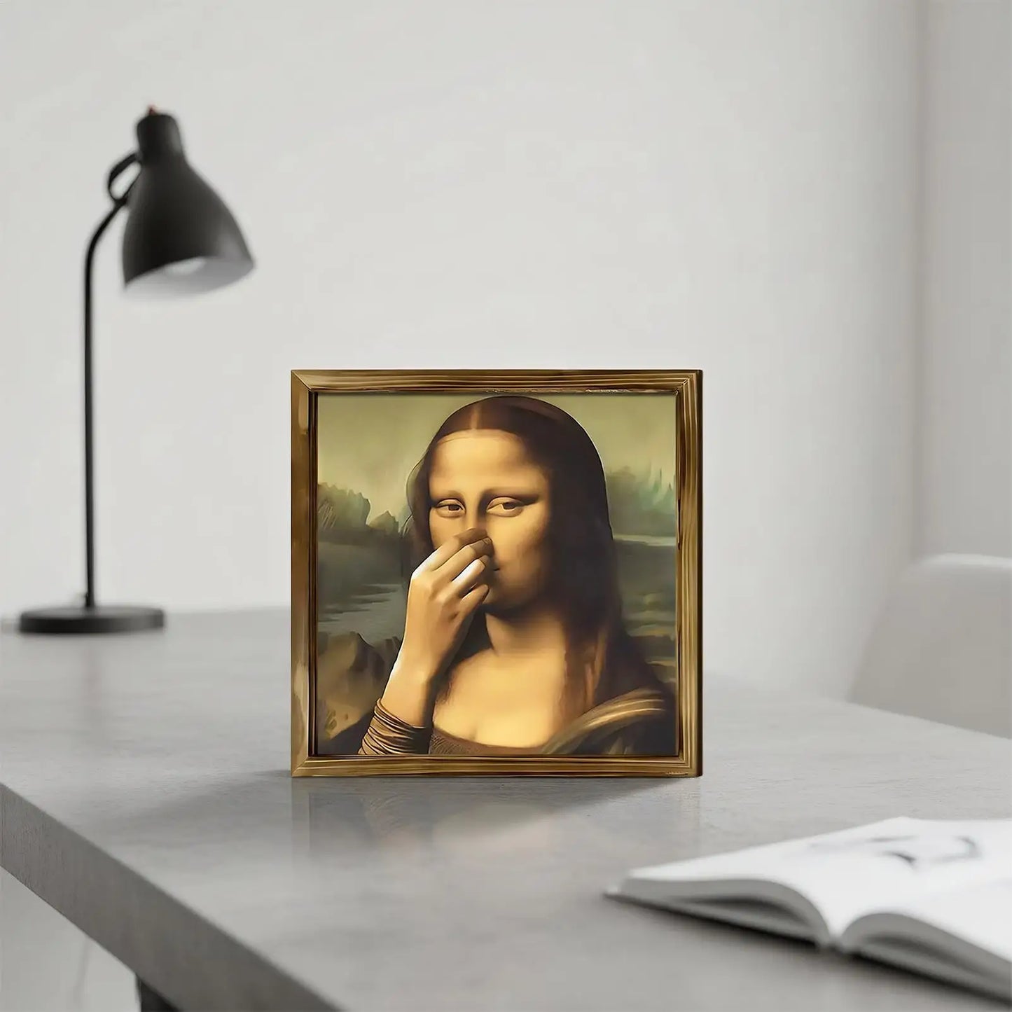 Mona Lisa Holding her Nose -Great Bathroom Wall Art