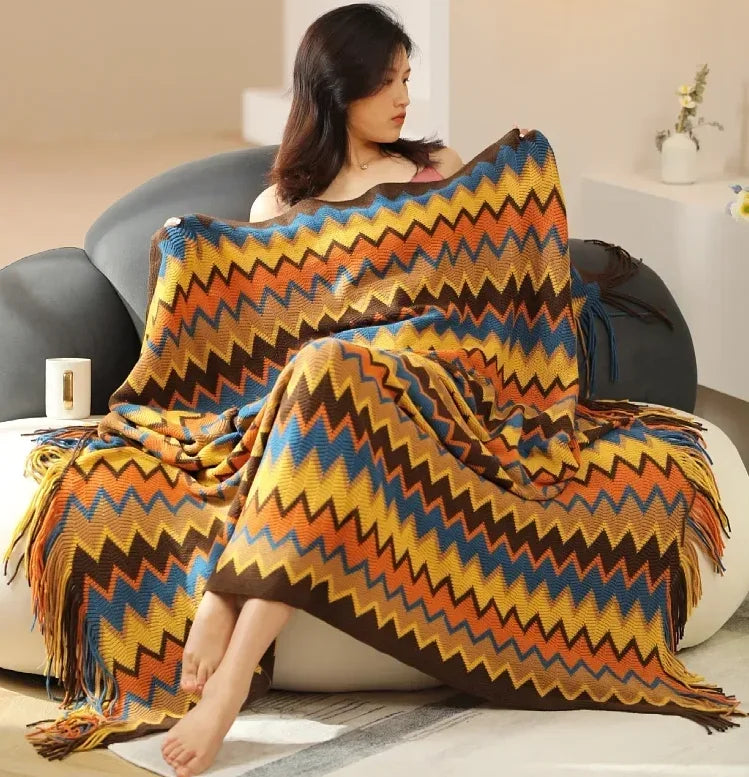 100% Cotton Bohemian Style Blanket