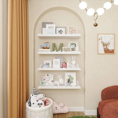 White Wavy Wooden Floating Shelf