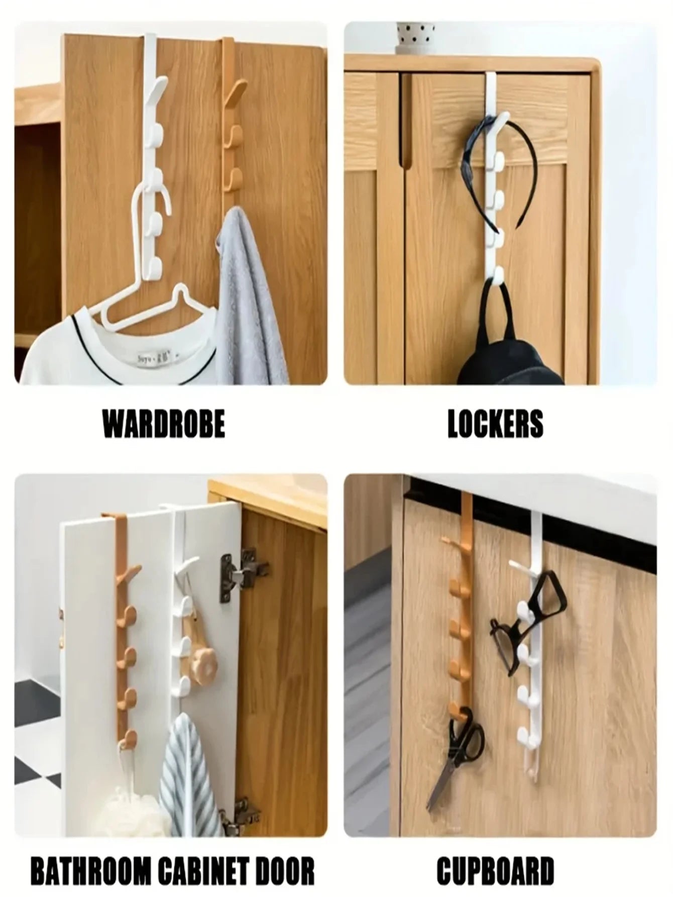 Over-The-Door Hanging Storage Racks with 4 Hooks