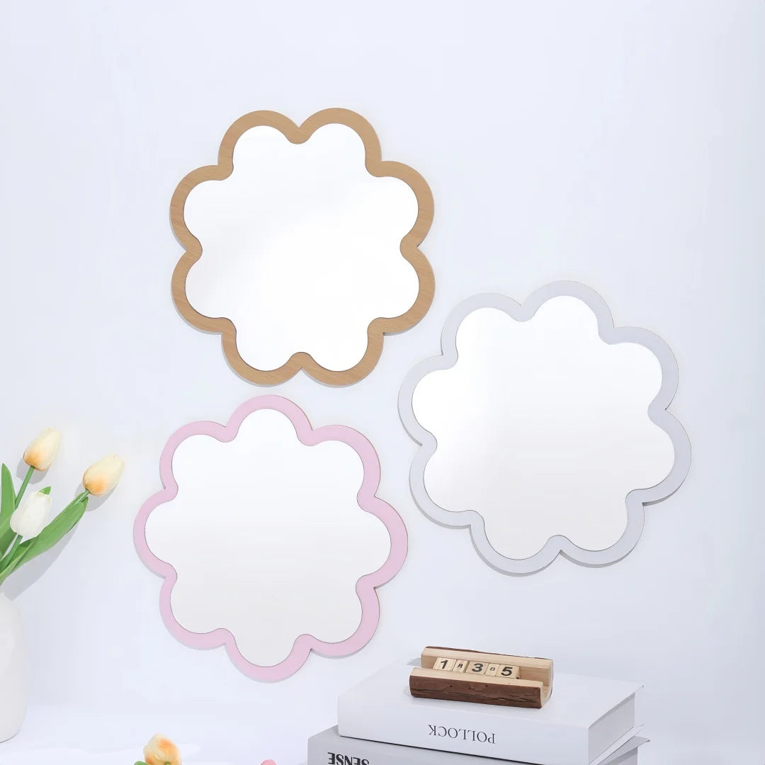 11.4in Creative Wooden Wall mirror