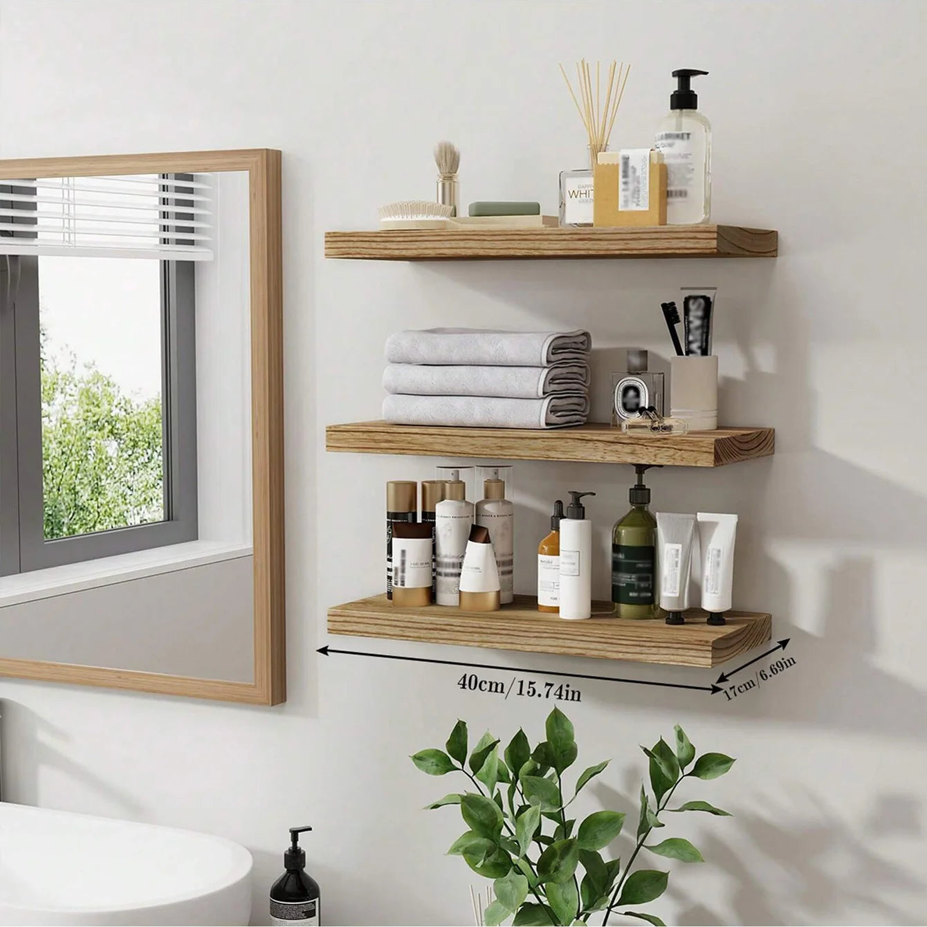 Wooden Floating Wall Shelf