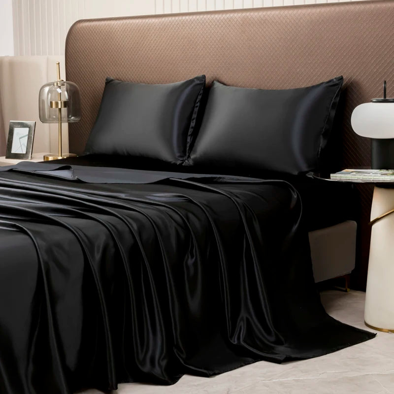 Opulent Solid Color Satin Bedding Set