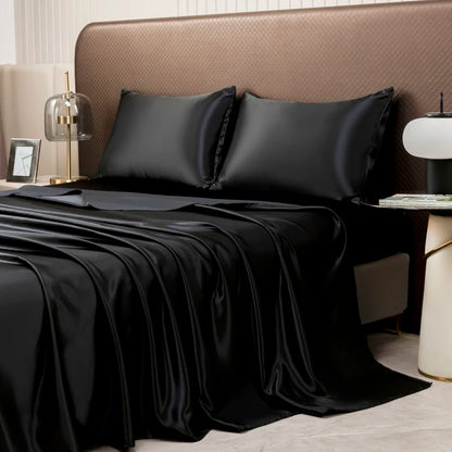 Opulent Solid Color Satin Bedding Set