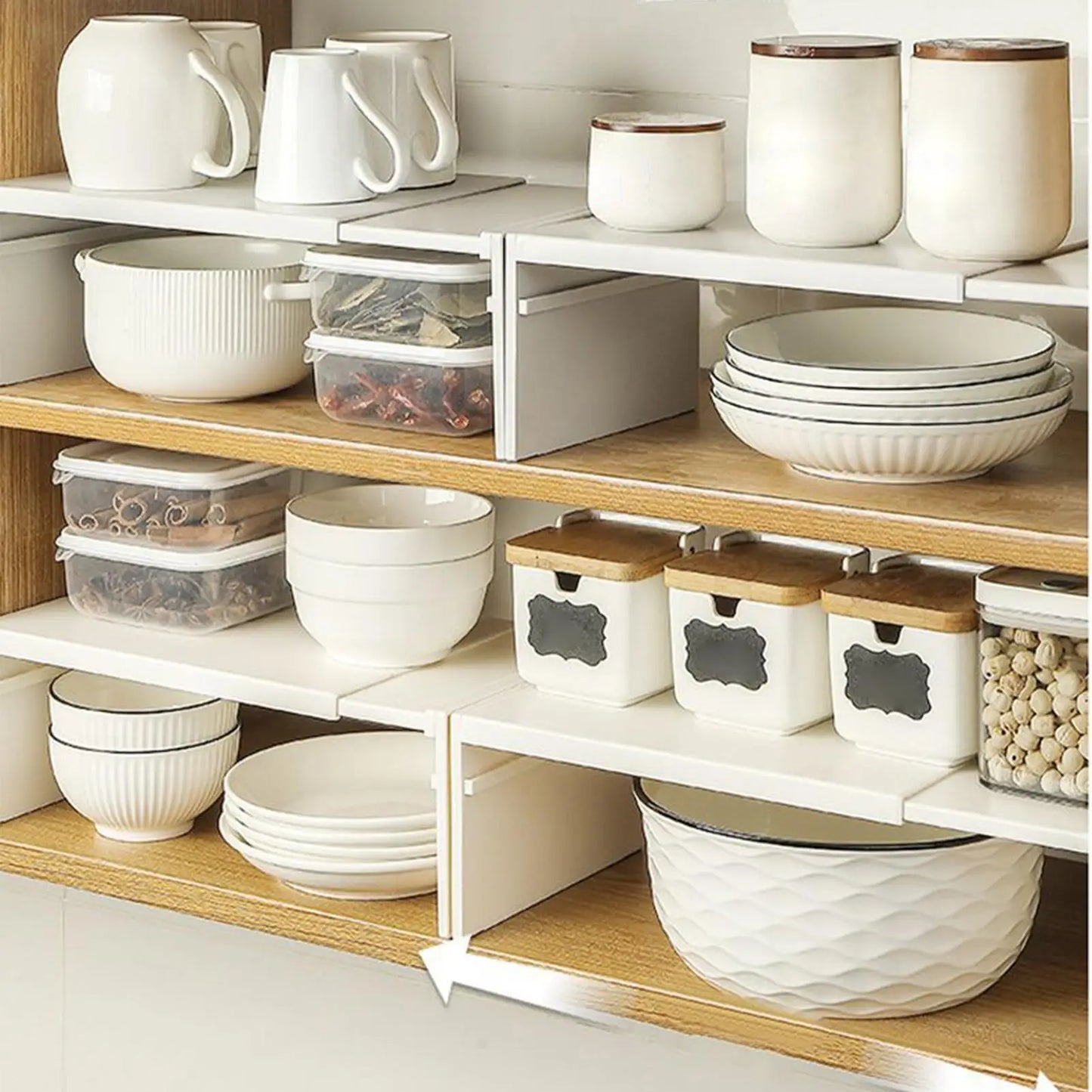 Kitchen cabinet multi-level shelf storage rack