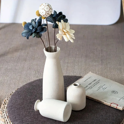 Set of 3 Ceramic Vases for Country Home Decor